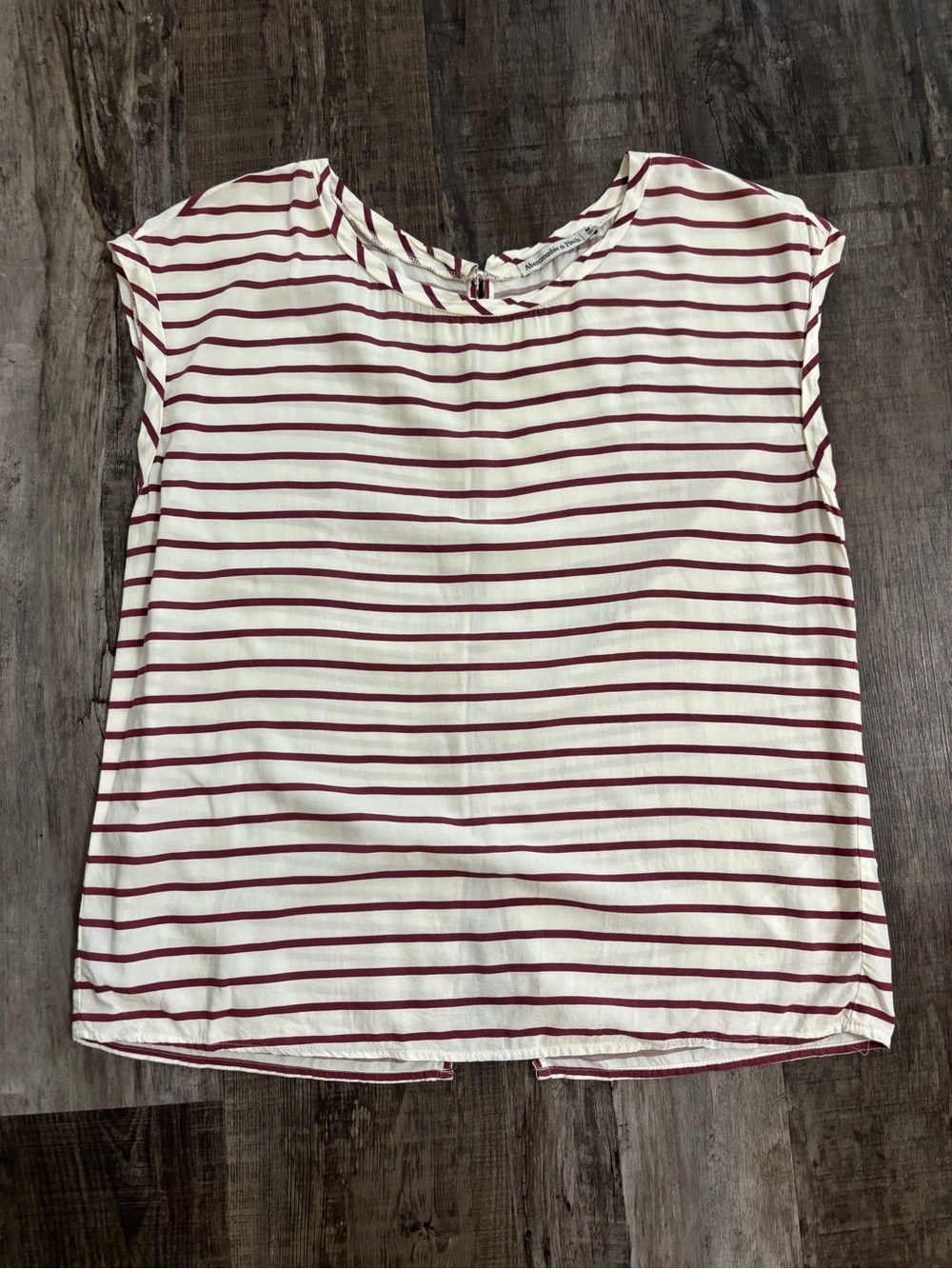 Abercrombie & Fitch Cream Tank Top with Burgundy Stripes